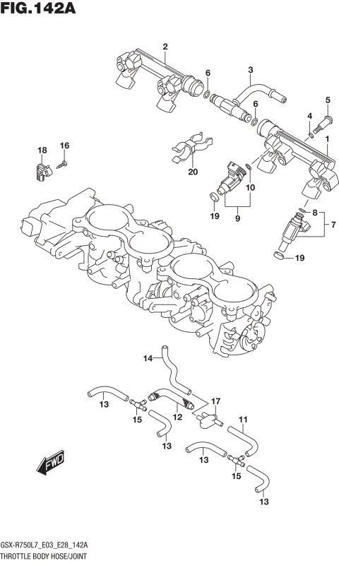 THROTTLE BODY HOSE/JOINT (GSX-R750L7 E03)