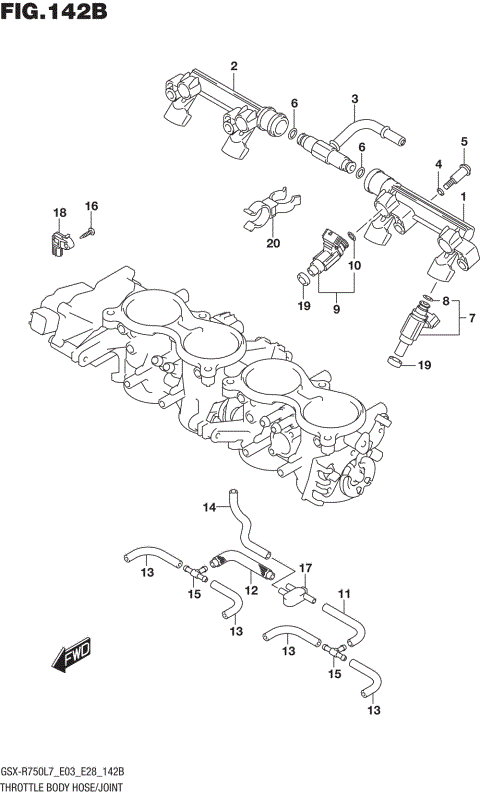 THROTTLE BODY HOSE/JOINT (GSX-R750L7 E28)