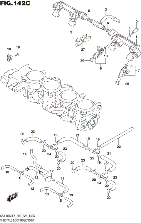 THROTTLE BODY HOSE/JOINT (GSX-R750L7 E33)