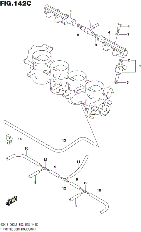 THROTTLE BODY HOSE/JOINT (GSX-S1000AL7 E28)