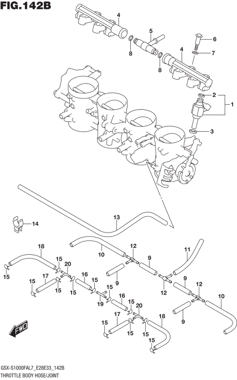 THROTTLE BODY HOSE/JOINT (GSX-S1000FAL7 E33)