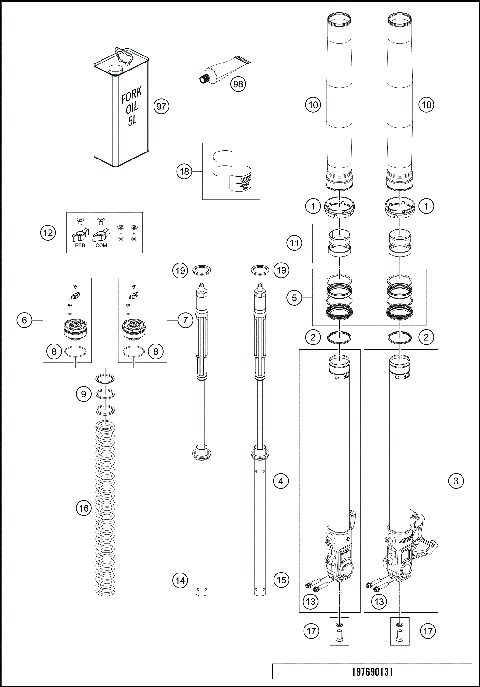 FRONT FORK DISASSEMBLED