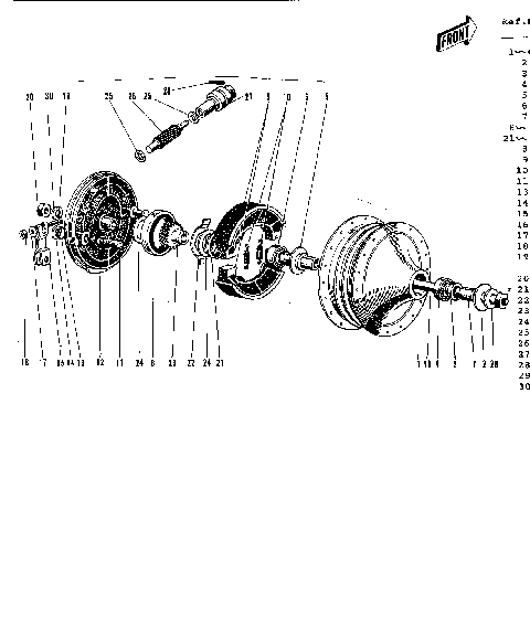FRONT HUB/BRAKE ('69-'73)