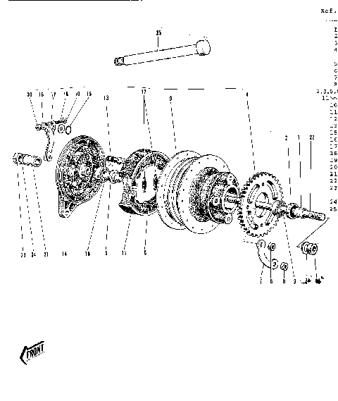 REAR HUB/BRAKE (G3SS/A/B/C) ('69-'73)