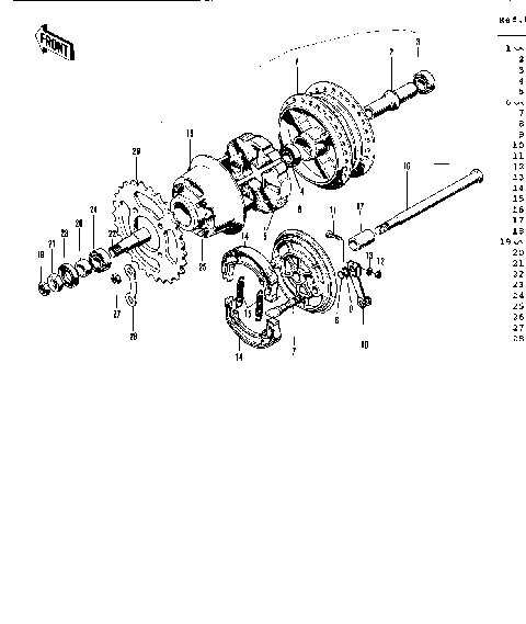 REAR HUB/BRAKE (G3TR/A) ('69-'73)