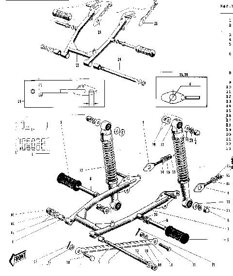 SWING ARM/SHOCK ABSORBERS ('69-'73)