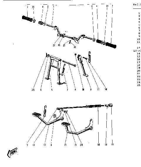FOOTRESTS/STANDS/BRAKE PEDAL ('69-'73)