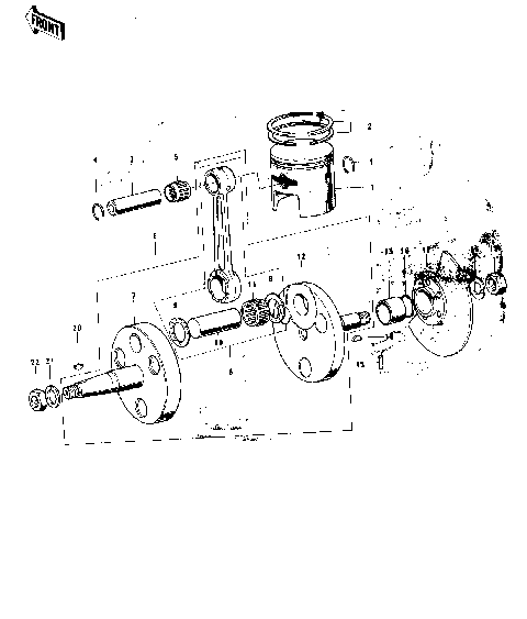CRANKSHAFT/PISTON/ROTARY VALVE ('74-'75)