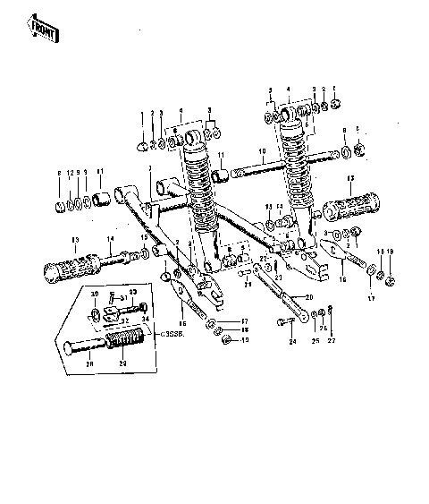 SWING ARM/SHOCK ABSORBERS ('74-'75)