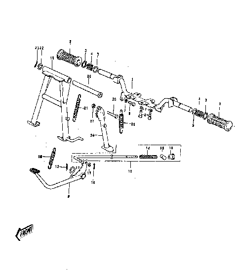 FOOTRESTS/STANDS/BRAKE PEDAL ('74-'75)