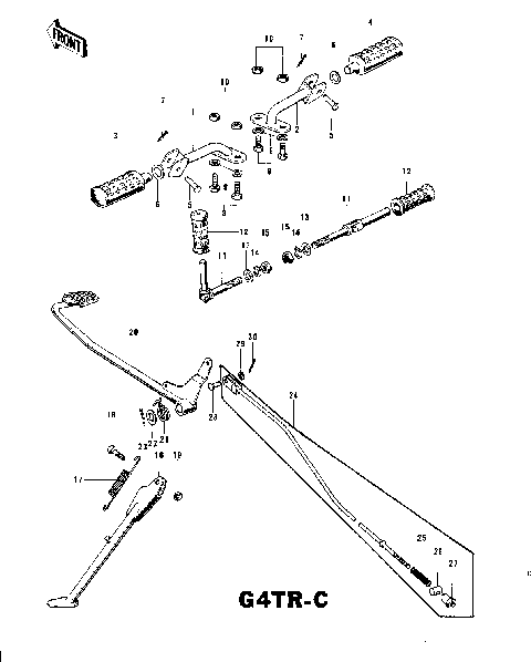 FOOTRESTS/STAND/BRAKE PEDAL G4TR-C ('70-