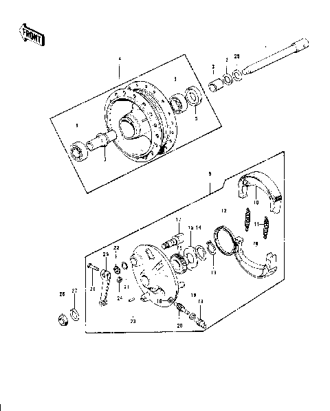 FRONT HUB/BRAKE ('70-'73)