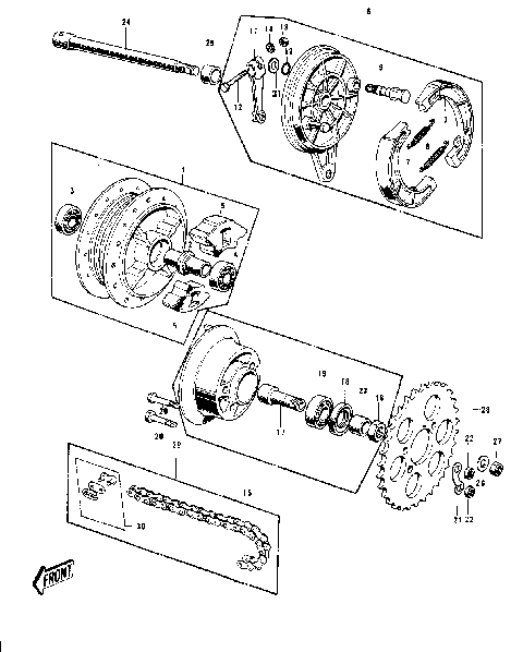 REAR HUB/BRAKE/CHAIN ('70-'73)
