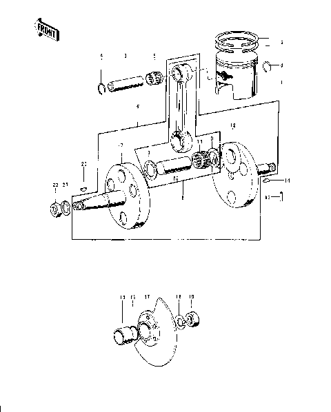 CRANKSHAFT/PISTON/ROTARY VALVE ('74-'75)