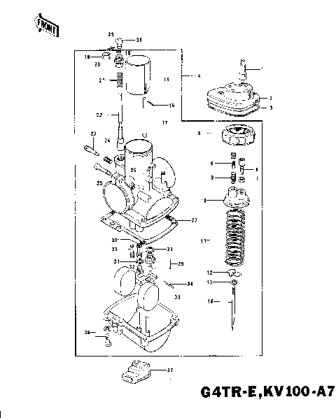 CARBURETOR G4TR-E,KV100-A7 ('74-'75)