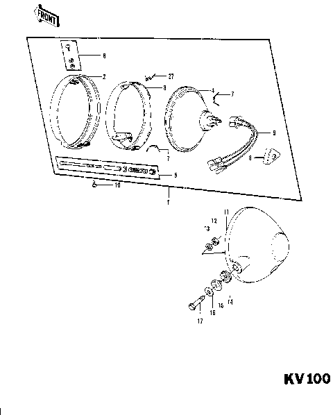 HEADLIGHT KV100-A7 ('74-'75)