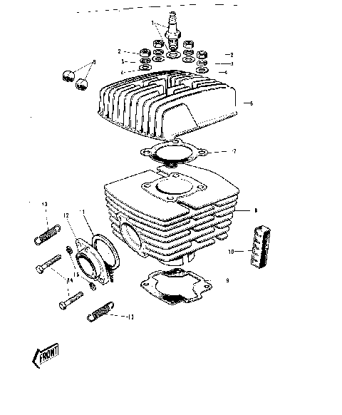 CYLINDER HEAD/CYLINDER ('72-'73 G5-A)