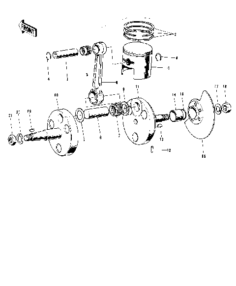 CRANKSHAFT/PISTON/ROTARY VALVE ('72-'73