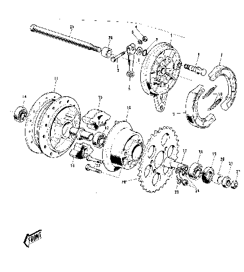 REAR HUB/BRAKE ('72-'73 G5-A)