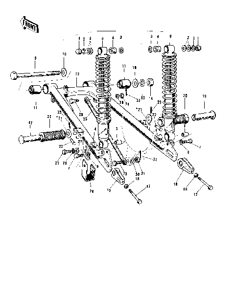 SWING ARM/SHOCK ABSORBERS ('72-'73 G5-A)