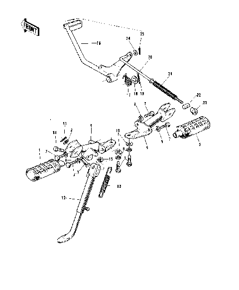FOOTRESTS/STAND/BRAKE PEDAL ('72-'73 G5-