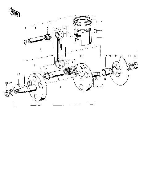 CRANKSHAFT/PISTON/ROTARY VALVE ('74-'75