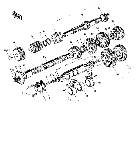 TRANSMISSION/CHANGE DRUM ('74-'75 B/C)