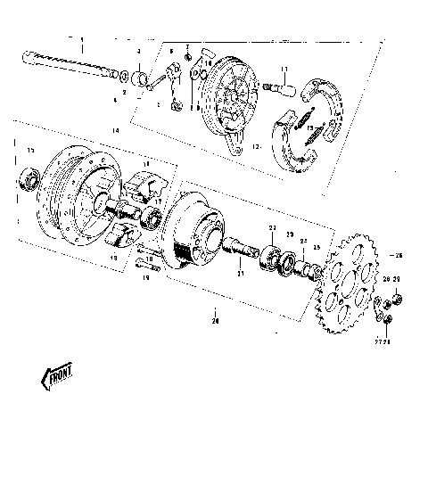 REAR HUB/BRAKE ('74-'75 B/C)