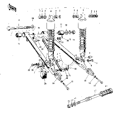 SWING ARM/SHOCK ABSORBERS ('74-'75 B/C)