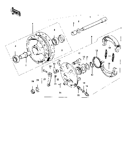 FRONT HUB/BRAKE ('74-'75 B/C)