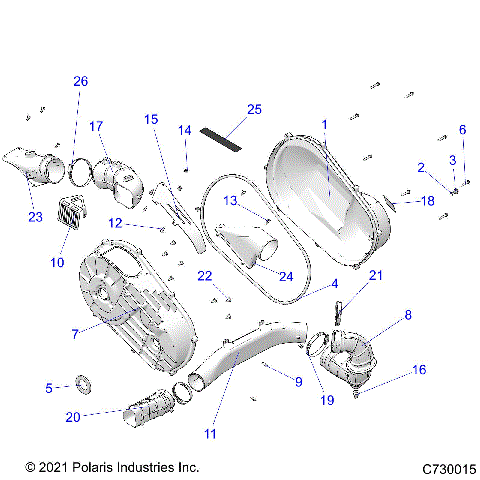 DRIVE TRAIN, CLUTCH COVER and DUCTING - R21TAE99FA/SFA/SCA/SCK/EA/EK (C730015)