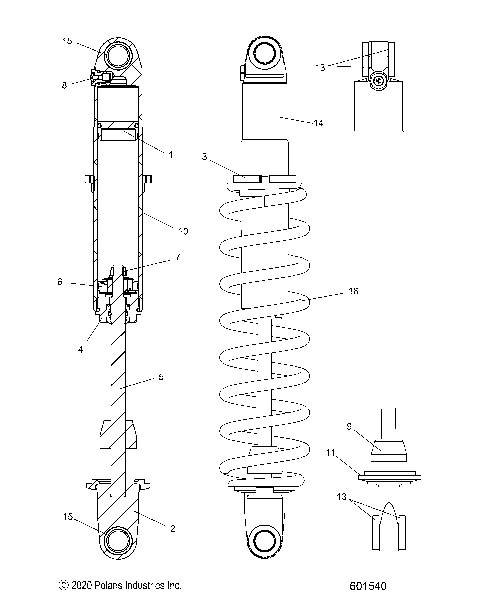 SUSPENSION, SHOCK, REAR TRACK, MONOTUBE, 7045533 - S24TFM9BS/9BE (601540)