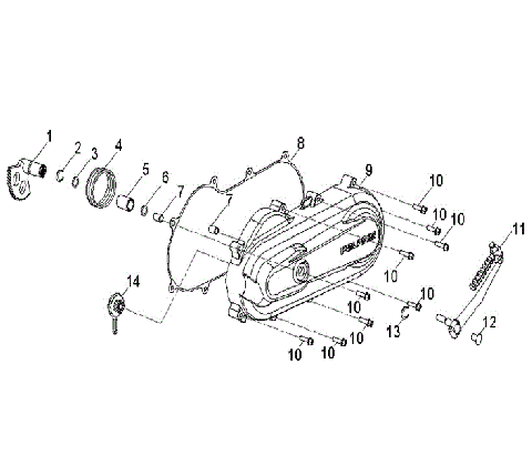 ENGINE, CLUTCH COVER and KICK START - A19YAK05B7/B6 (49ATVCRANKCASECVRLH09OUT50)