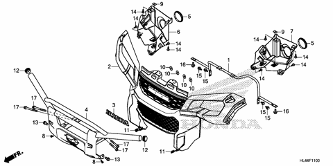 FRONT GRILLE@FRONT BUMPER