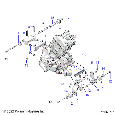ENGINE, MOUNTING & LONG BLOCK - A24SEE57A1/A3/A6/A9/B1/B3/B6/B9 (C102397)