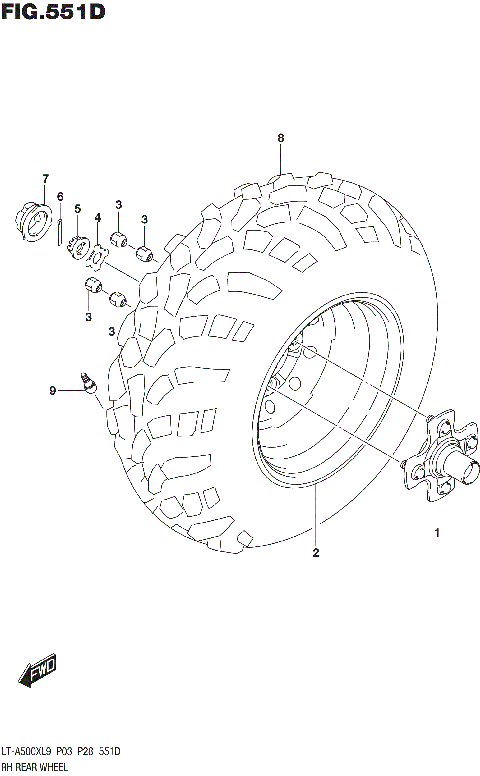 RH REAR WHEEL (LT-A500XPL9 P03)