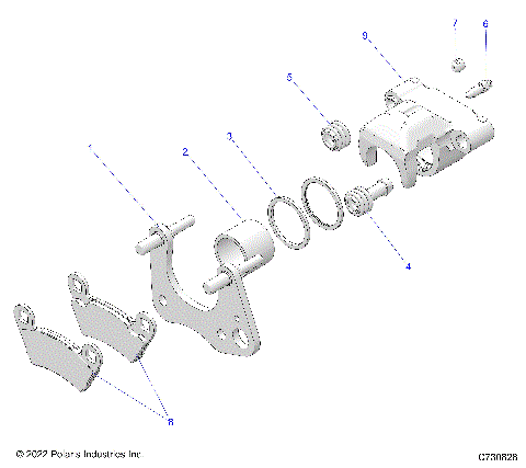 BRAKES, CALIPER, REAR - R25MAE57F1/C1/E1/G1/G9/C9/E9 (C730828)