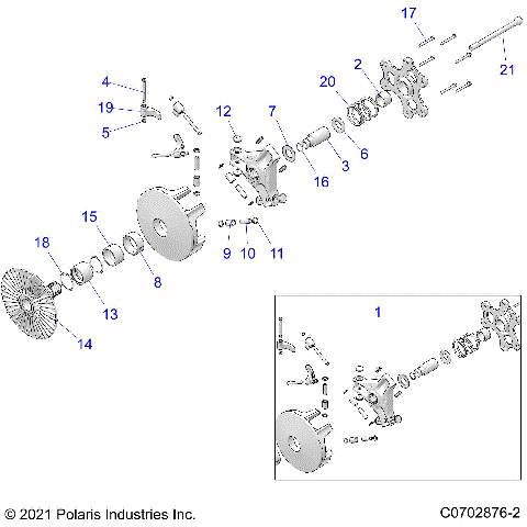 DRIVE TRAIN, PRIMARY CLUTCH - Z21R4D92AM/BM/AC/BC (C0702876-2)