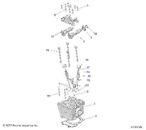 ENGINE, CYLINDER HEAD, CAMS and VALVES - R25CCA57A1 (C730729)