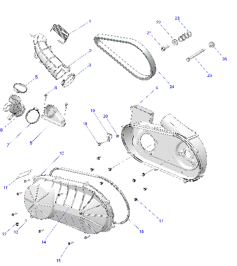 DRIVE TRAIN, CLUTCH COVER & DUCTING