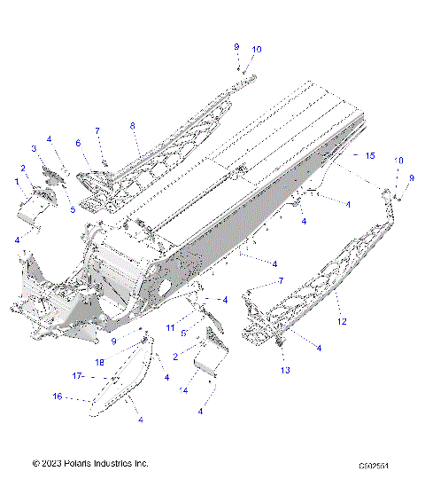 CHASSIS, CLUTCH GUARD, FOOTRESTS, and RUNNINGBOARDS - S24TLF6RS (C602551)