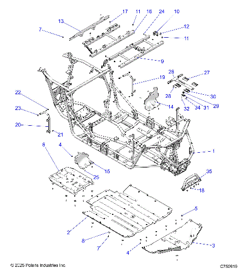 CHASSIS, MAIN FRAME AND SKID PLATES - Z25NMB99A4/B4 (C750919)