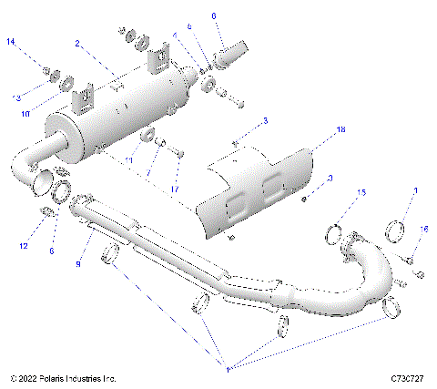 ENGINE, EXHAUST SYSTEM - R25CCA57A1 (C730727)