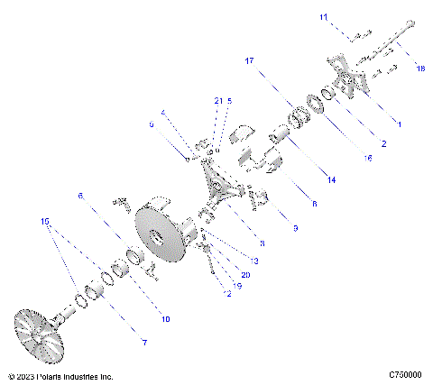 DRIVE TRAIN, PRIMARY CLUTCH - Z25NMF99A4/A5/B4/B5 (C750000)