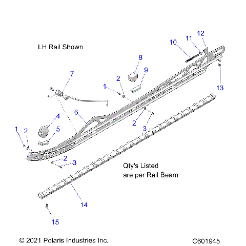 SUSPENSION, RAIL BEAM ASM, LH/RH, 2.75
