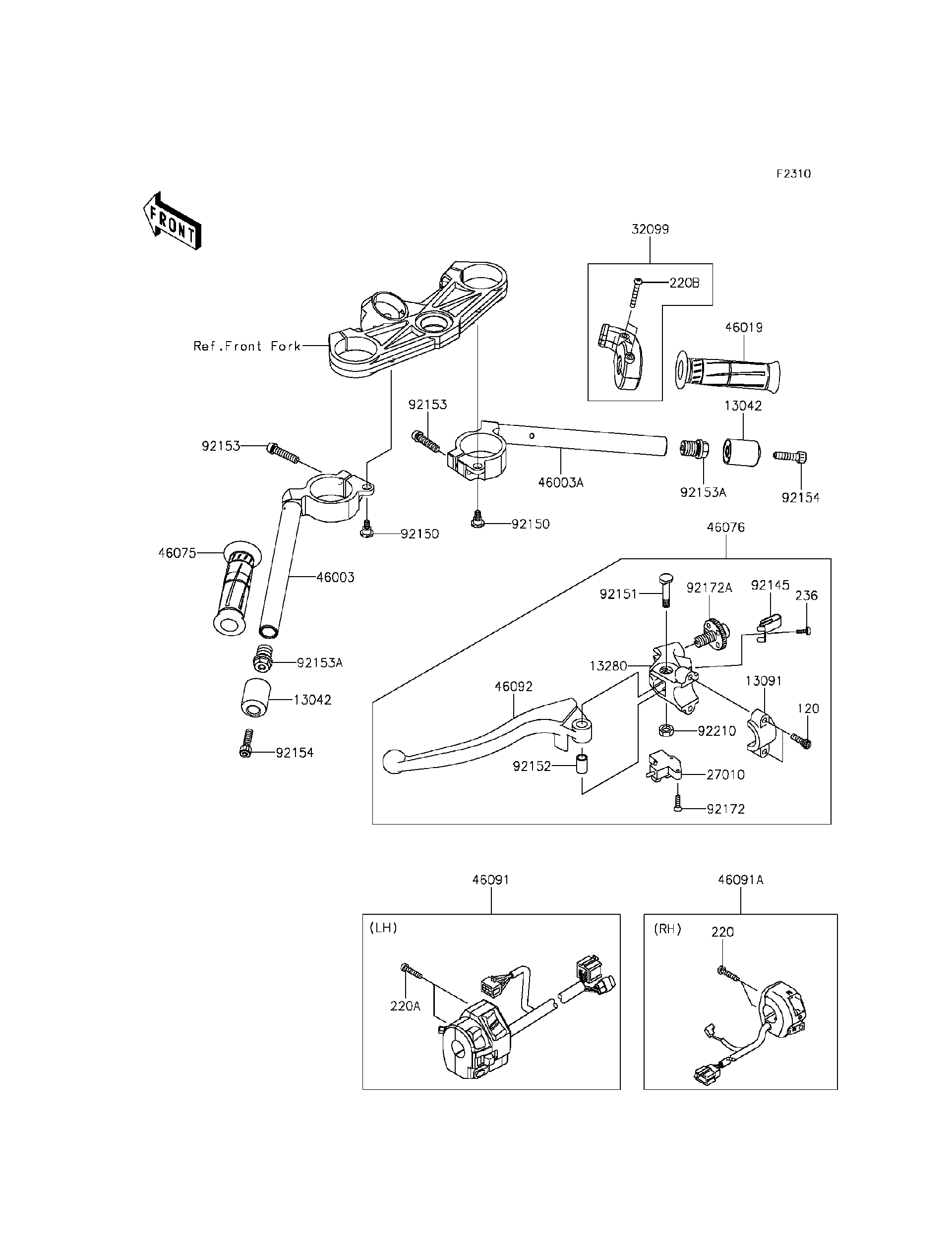 ありページ Kawasaki Motorcycle 2013 OEM Parts Diagram for Frame