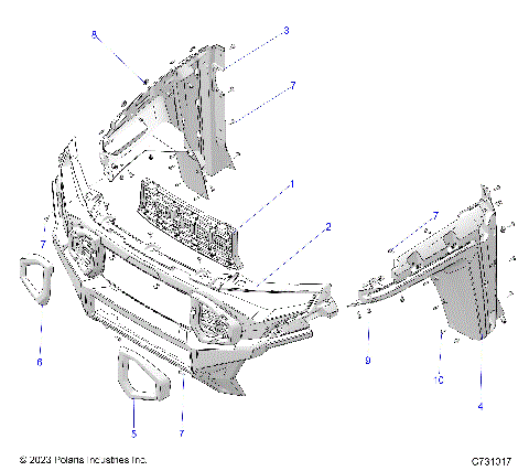 BODY, FRONT FASCIA, GRILLE, AND FLARES - R25X6W1RB9/BD/BM (C731017)