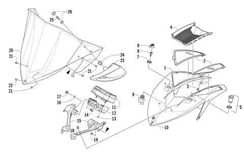 WINDSHIELD AND INSTRUMENTS ASSEMBLIES