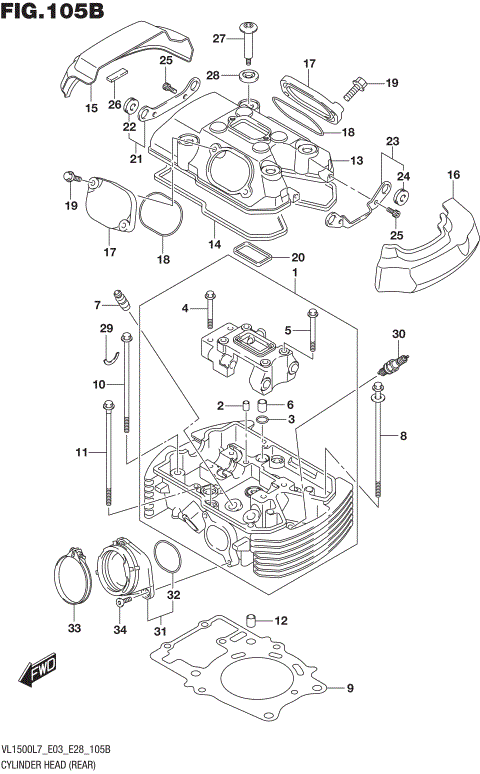 CYLINDER HEAD (REAR) (VL1500BL7 E28)