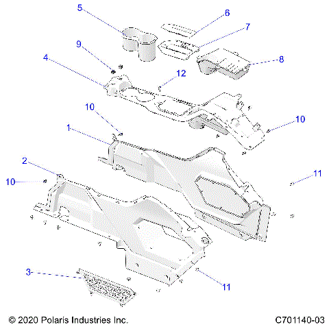 BODY, CENTER CONSOLE - Z23RGD2KAJ/AK/BJ/BK (C701140-03)